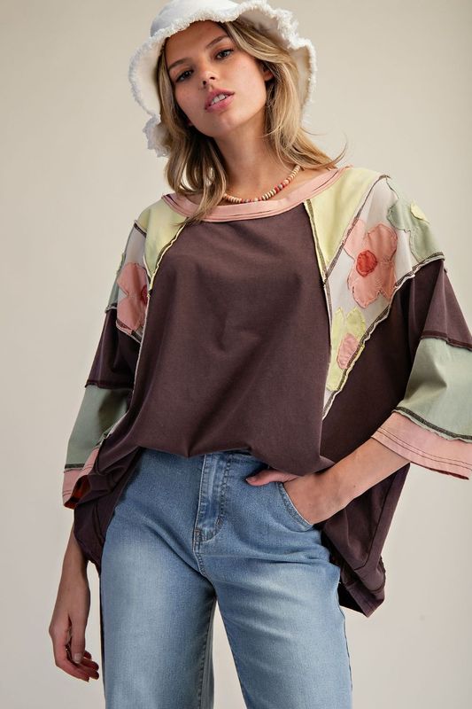 Half Sleeve Patch Detailing Top