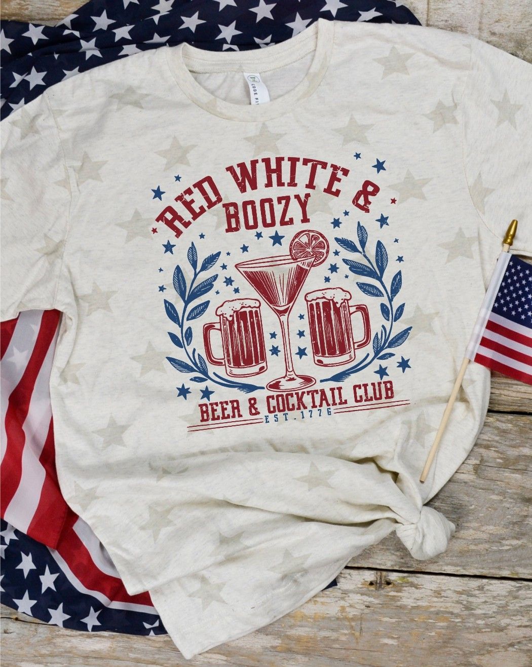 Stars Red White and Boozy Beer Tee