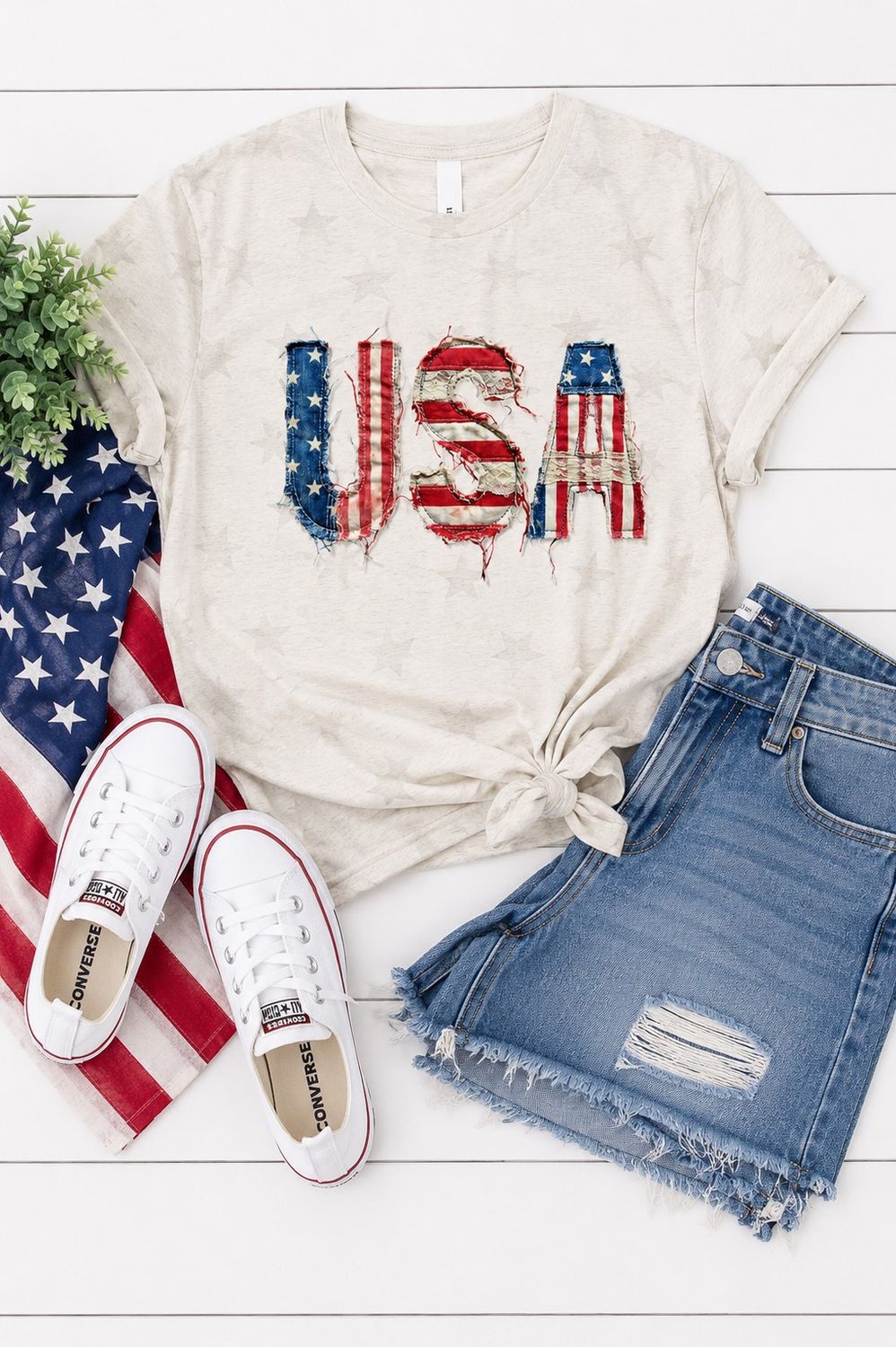 USA Patchwork Star Tee