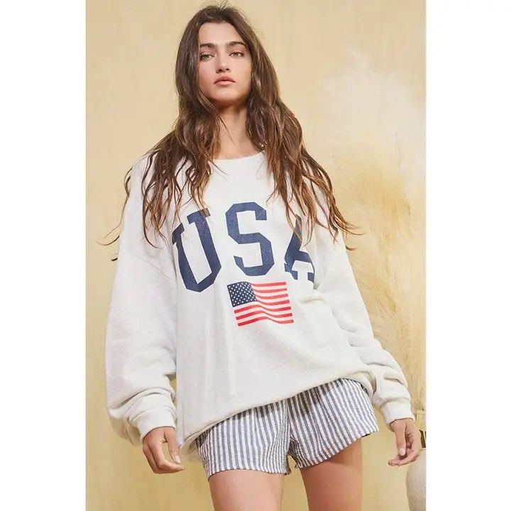 USA Flag Oversized Sweatshirt