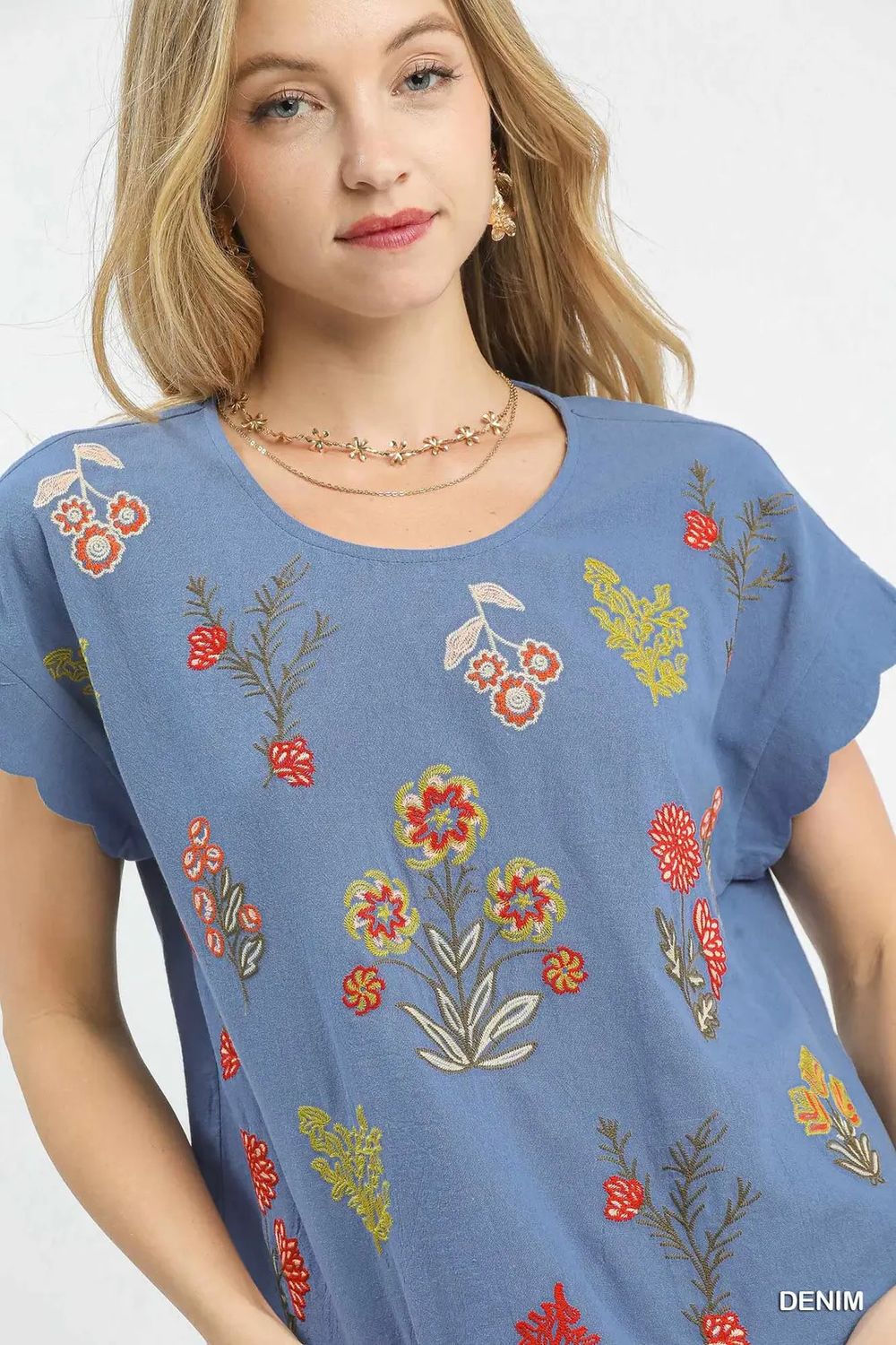Embroidered Botanical  Top, Size: Small