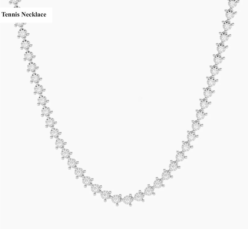 Lab Grown 1.48 Ct Tennis Necklace Sterling Silver