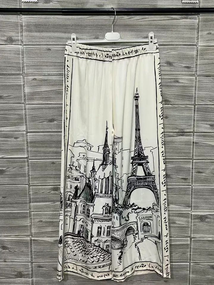 Paris Print Pants Ecru One Size