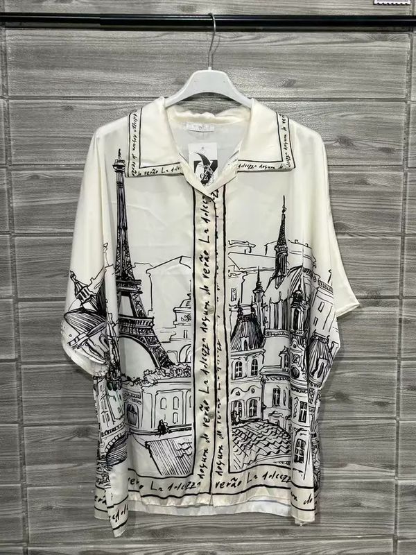 Paris Print Shirt Ecru One Size