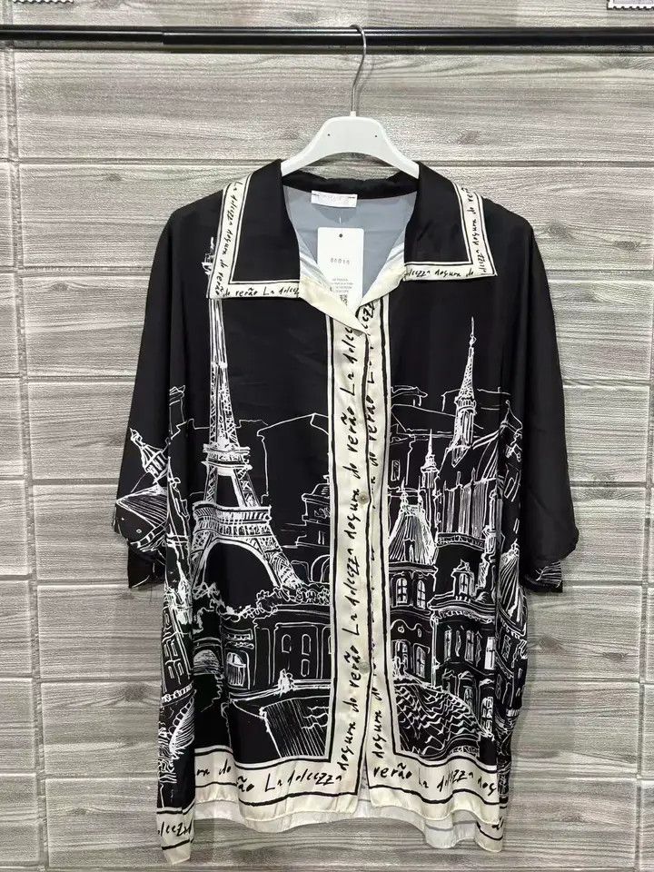Paris Print Shirt Black One Size