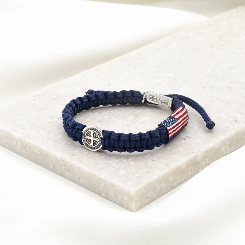 God Bless America Blessing Bracelet Navy
