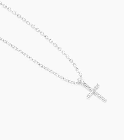 Waterproof Believe Cross Pendant Necklace Silver