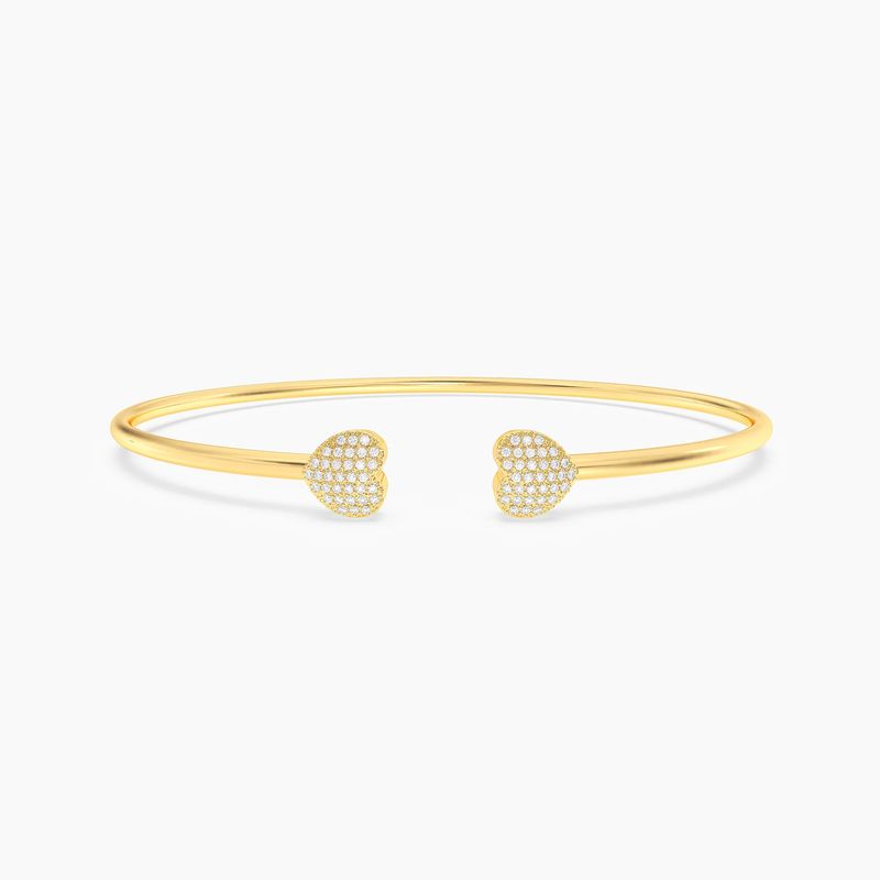 Twin Hearts Cuff Bracelet Gold
