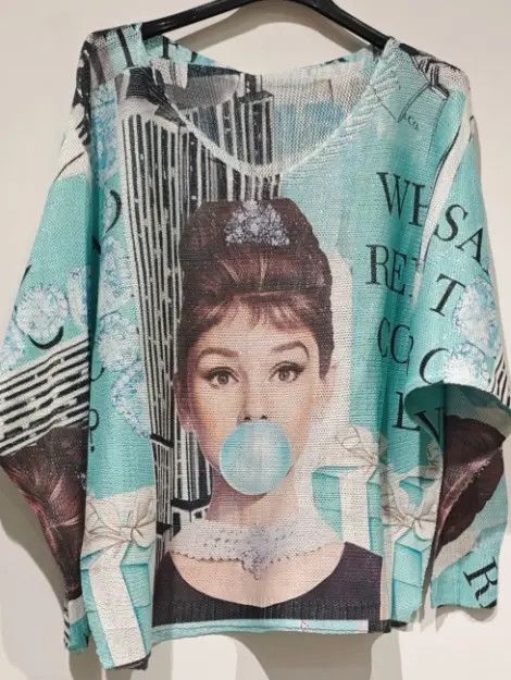 Audrey Bubble Knit Printed Sweater O/S