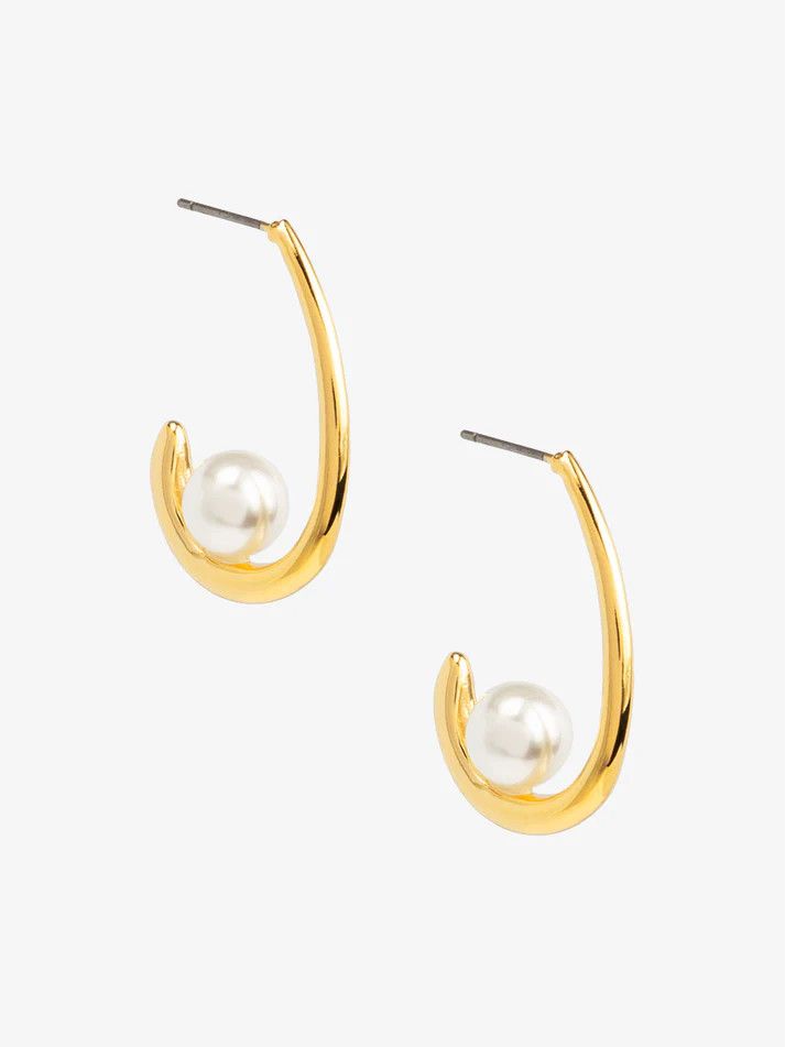 Moon Pearl Drop Earring Gold