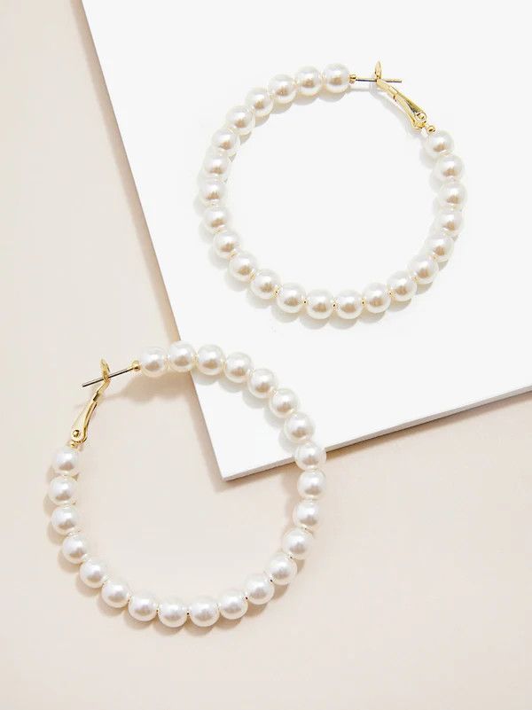 Small Pearl Beaded Hoop