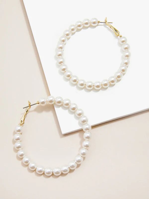 Small Pearl Beaded Hoop