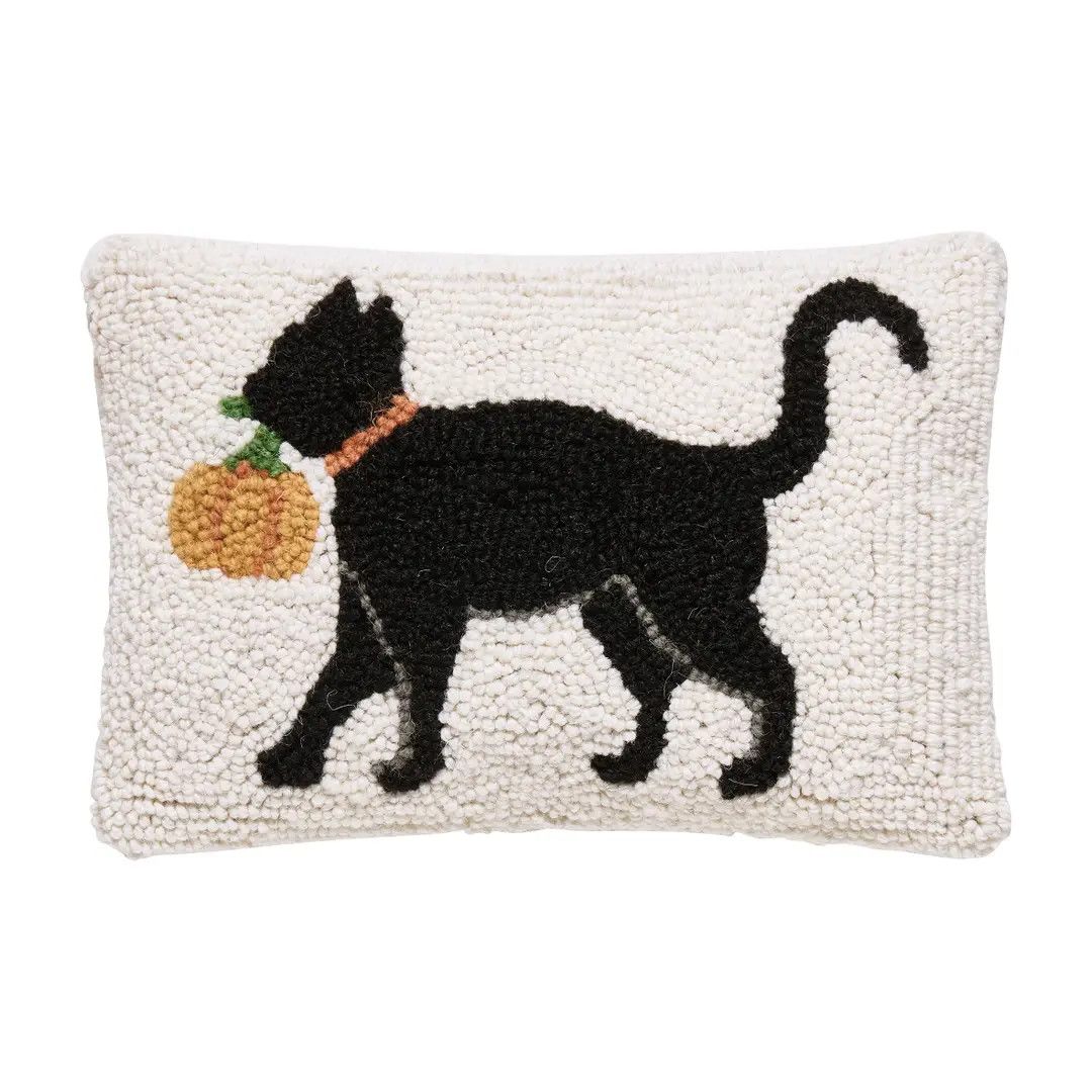 Cat With Pumpkin Hook Pillow 8x12”
