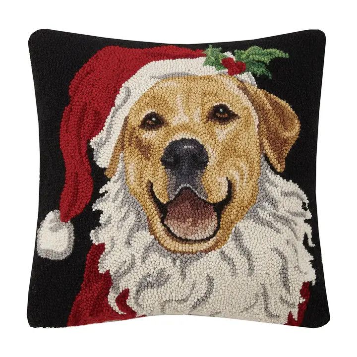 Holiday Santa Retriever Hook Pillow 18x18"