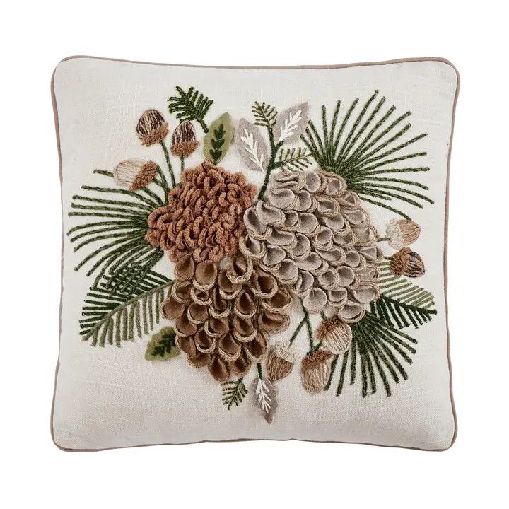 Rustic Pinecone Cluster Pillow 16x16"