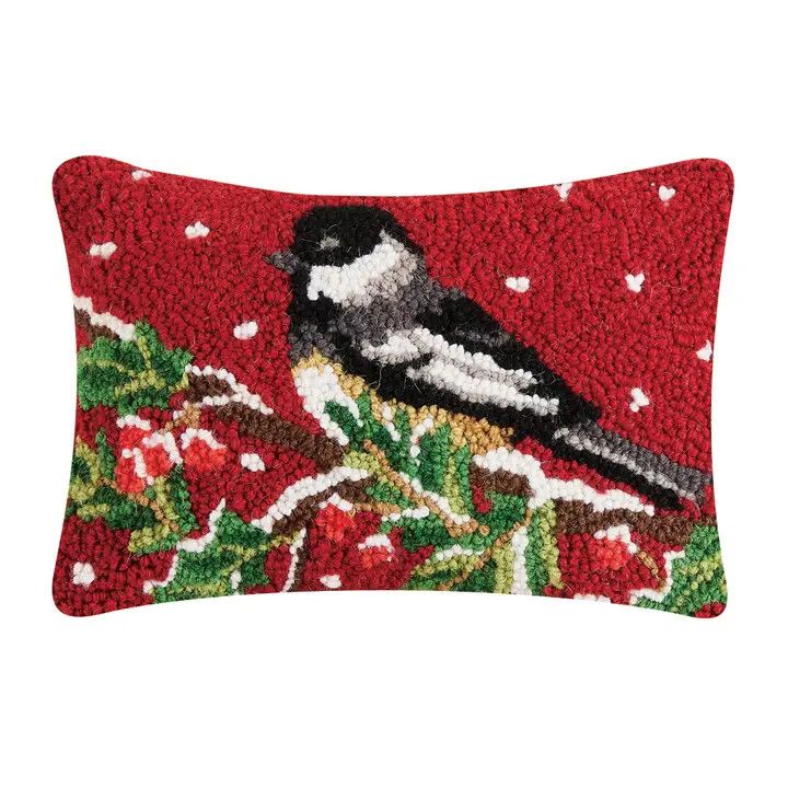 Chickadee on Branch Hook Pillow 8x12"