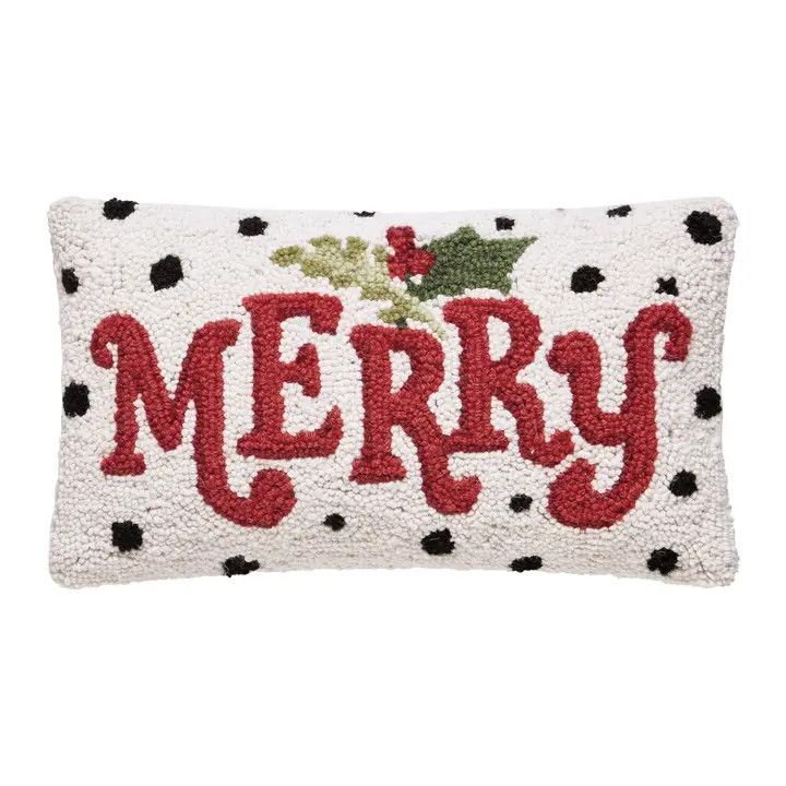 Polka Merry Hook Pillow 9x16"