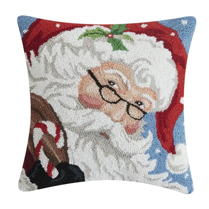 Santa With Glasses Hook Pillow 18x18"