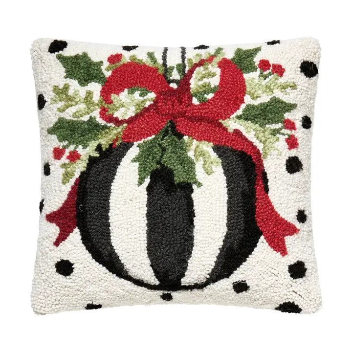 Polka Ornament Hook Pillow 14x14"