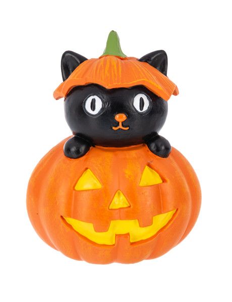 Black Cat Figurines - 3 styles, Color: Jack-o-Lantern