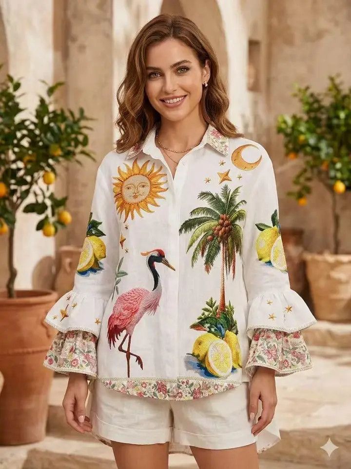 Italian Tropical Palm Shirt O/S