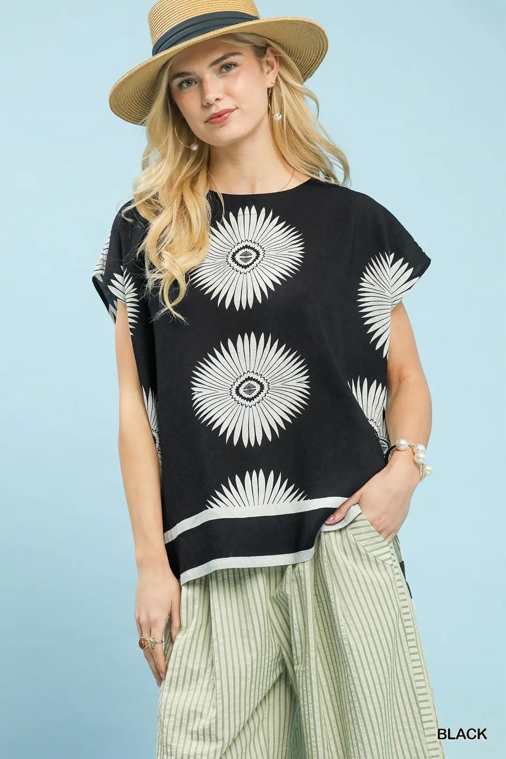 Oversized Abstract Boxy Print Top