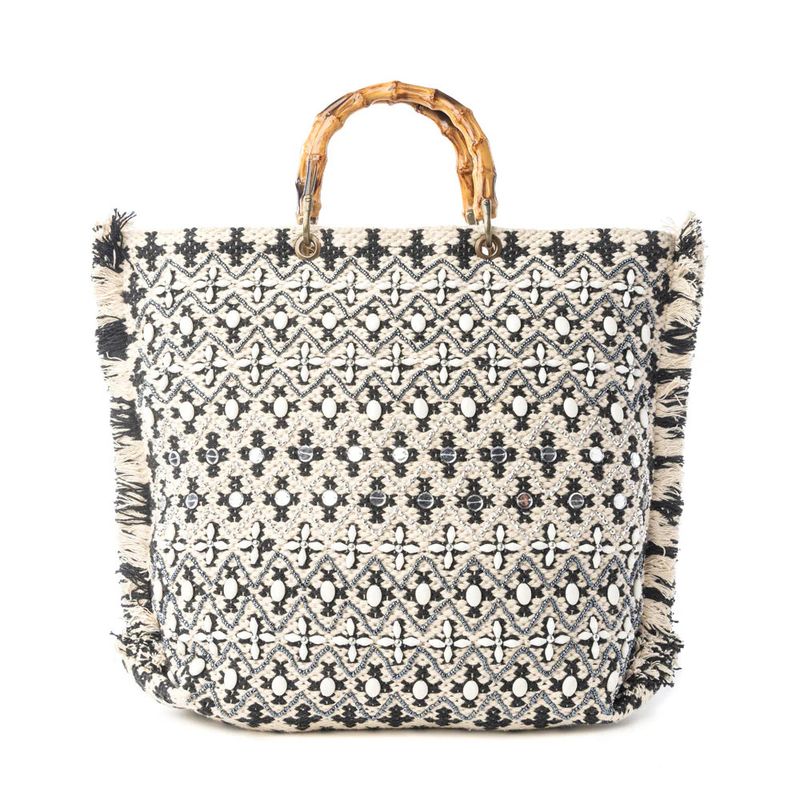 Starlight Loom Hand Embroidered Tote Bag in Twilight Sand