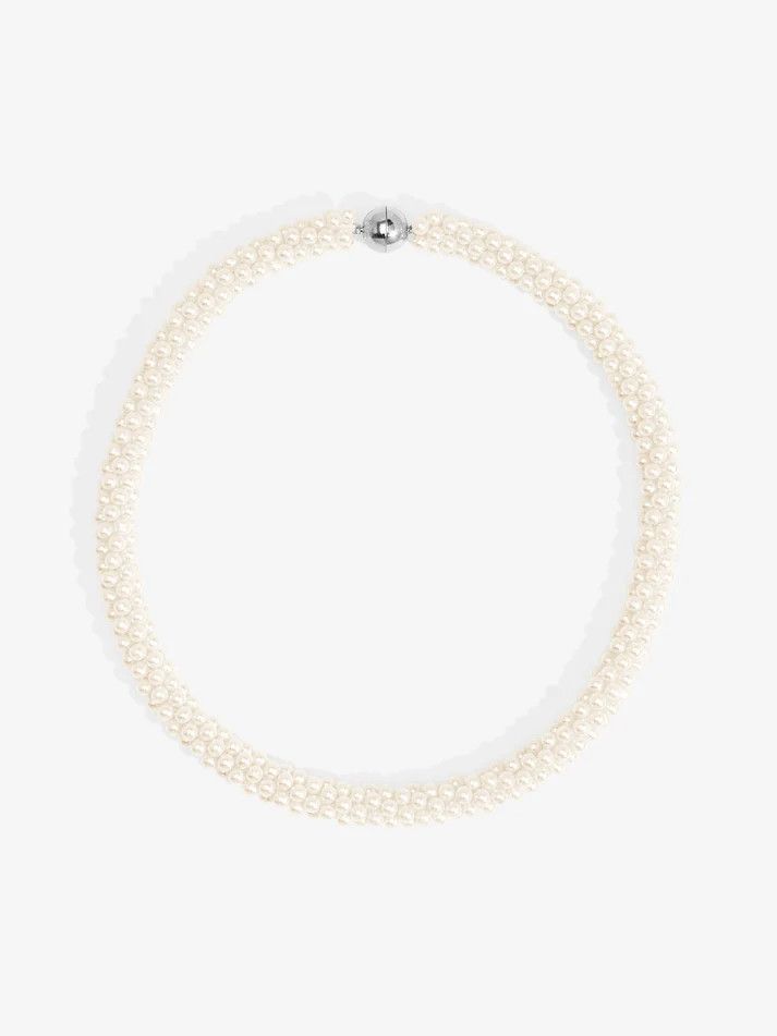 Braided Pearl Collar Necklace