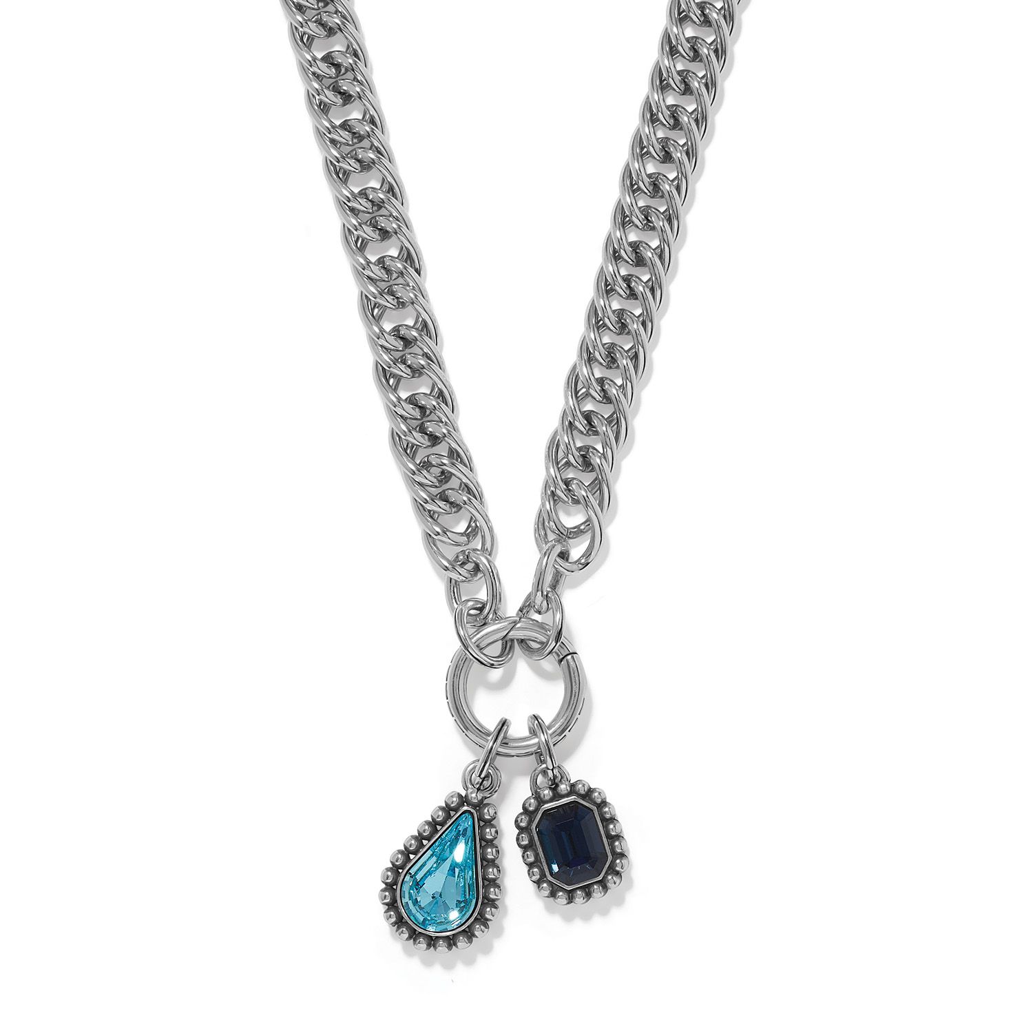 Twinkle Luxe Charm Link Necklace Blue