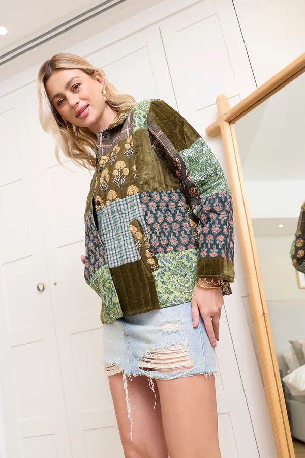 Meadow Folk Quilted Jacket - Dusty Green, Size: Small
