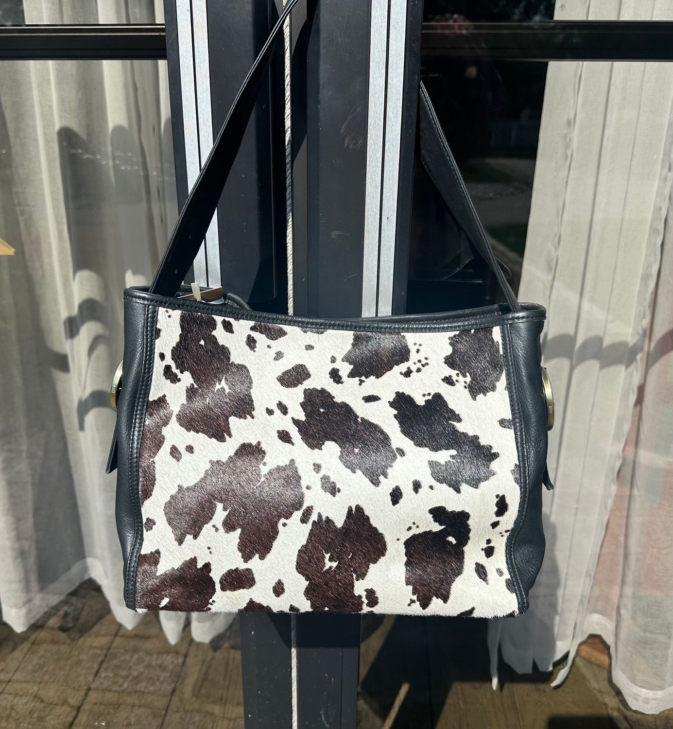 Render Shoulder Bag Cow Print Cow Print Black and Brown