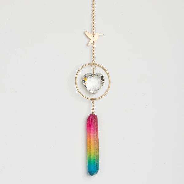 Stone Suncatcher Hummingbird/Rainbow