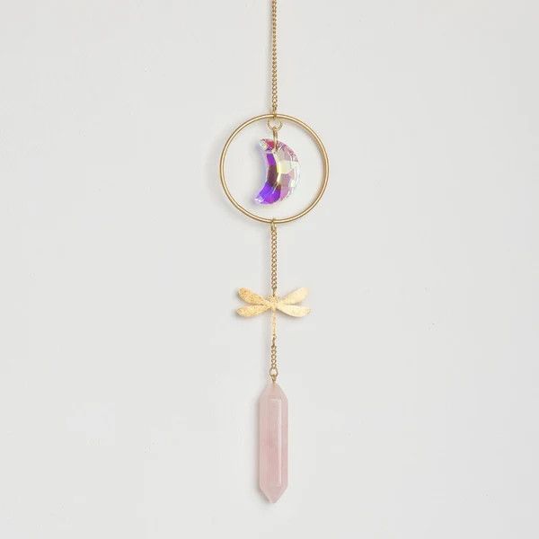 Stone Suncatcher Dragonfly/Rose Quartz