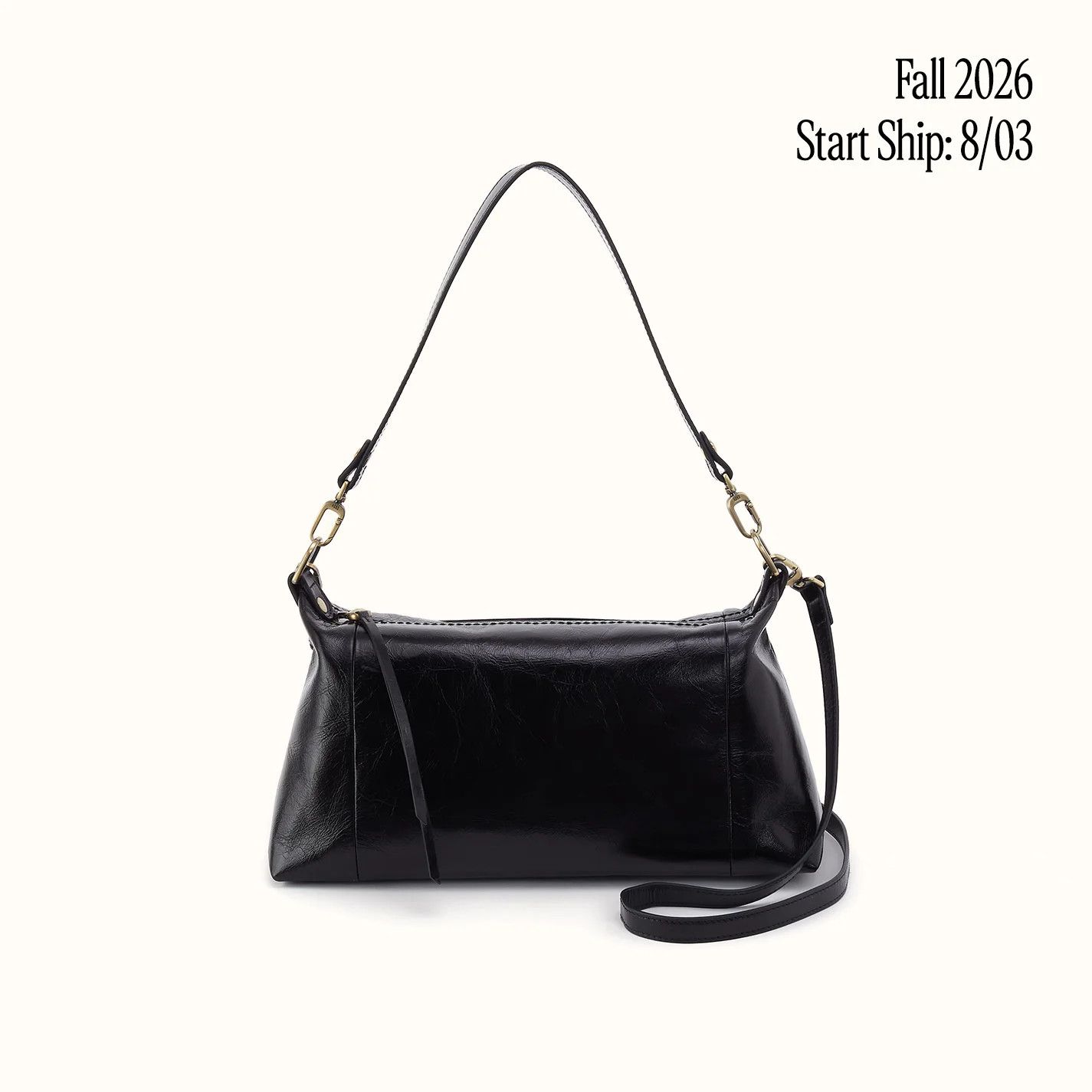 Darcy Shoulder Bag Black Polished Leather