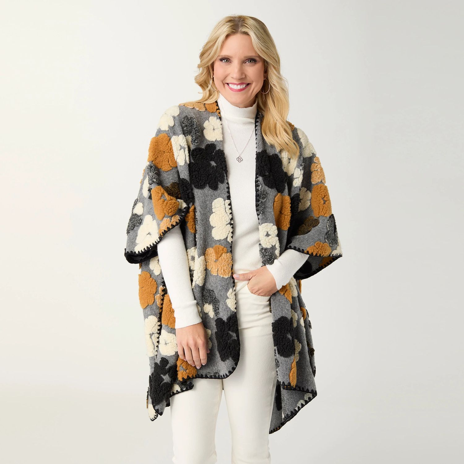 Flores Wrap - Grey/Ginger/Cream