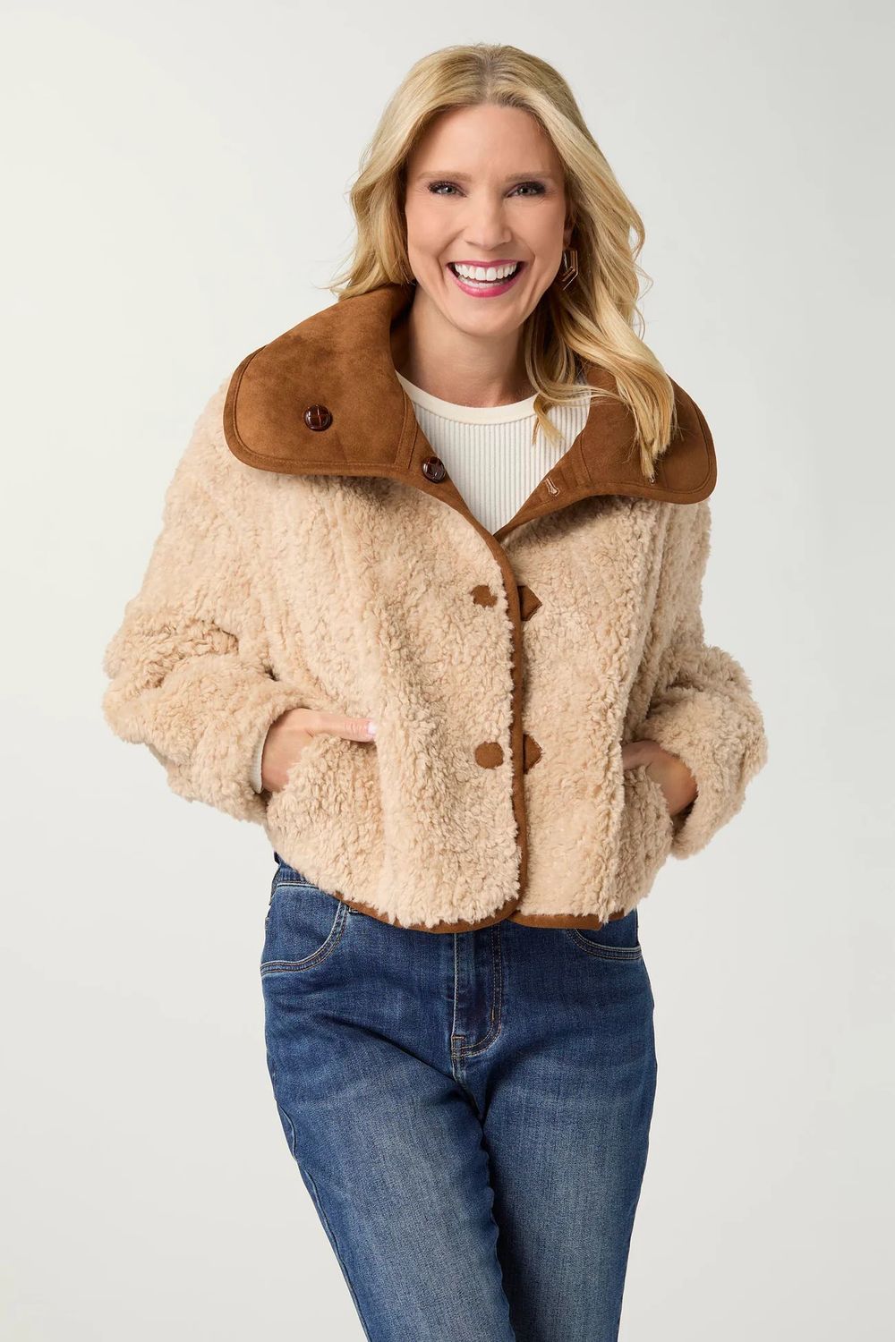 Harbor Reversible Curly Faux Lab &amp; Suede Jacket, Size: S/M
