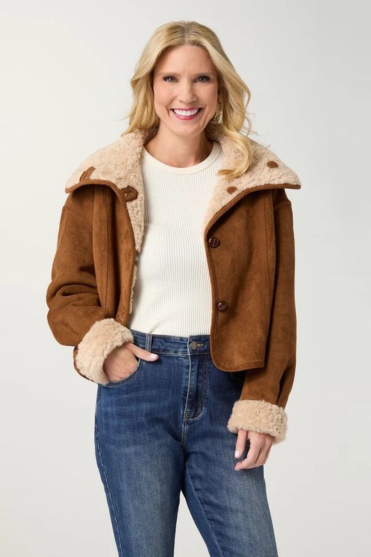 Harbor Reversible Curly Faux Lab &amp; Suede Jacket
