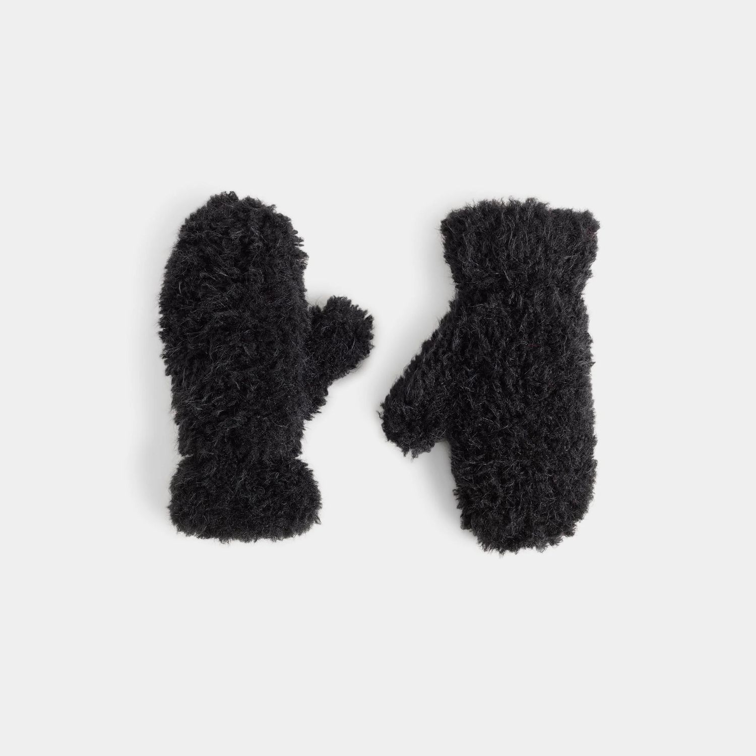 Scruffy Sherpa Mitten, Color: Black