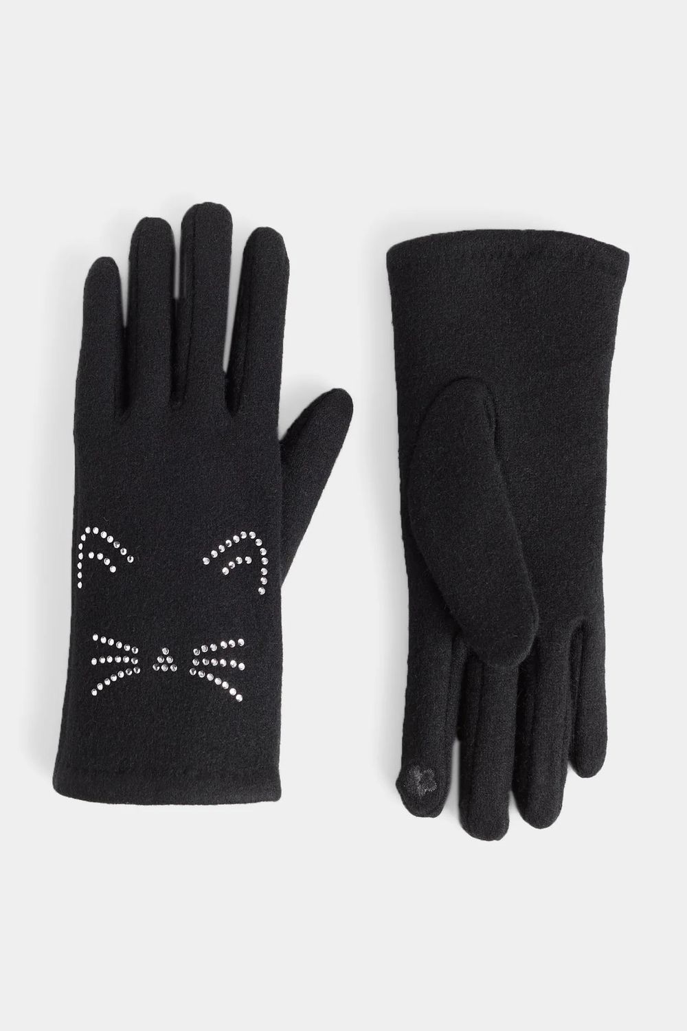 Bedazzle Cat Gloves Black