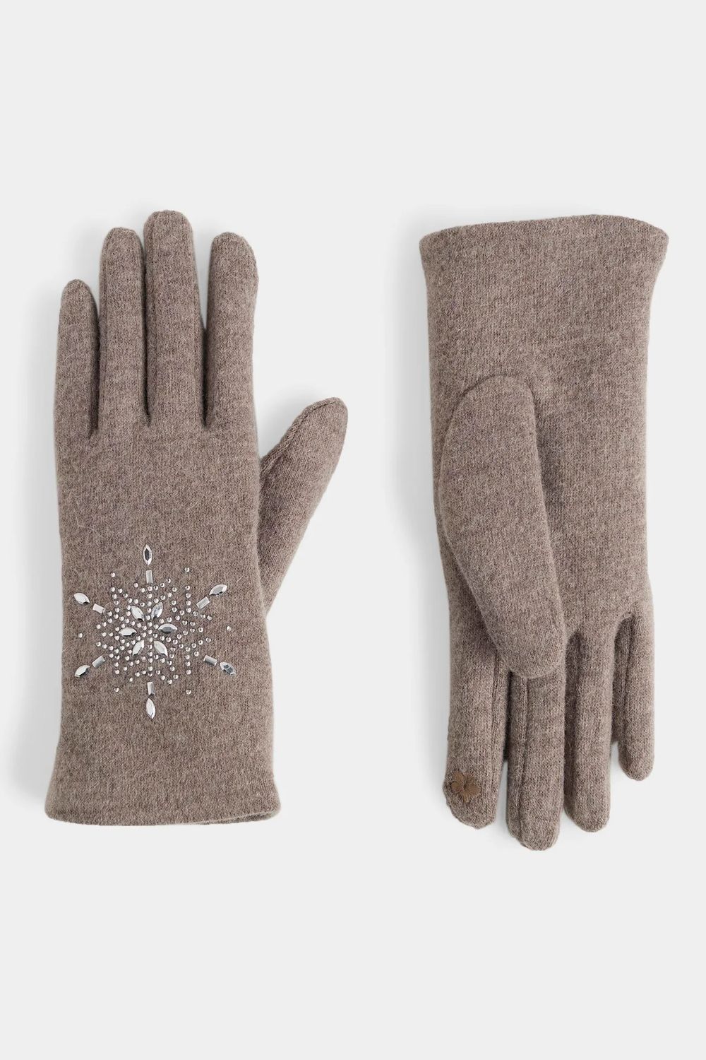 Christmas Snowflake Touchscreen Gloves Tan