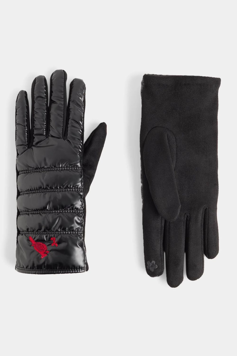 Embroidered Cardinal Touchscreen Gloves Black