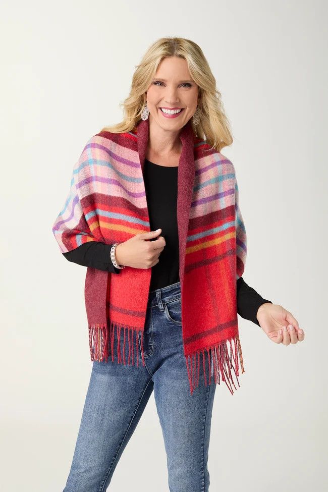 Franca Reversible Button Front Wrap - 2 colors, Color: Red Purple Wine