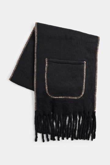 Marnie Pocket Scarf - 2 colors, Color: Black
