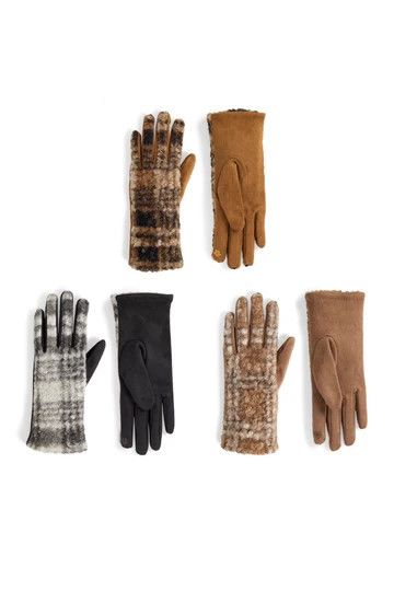 Subtle Sherpa Plaid Touchscreen Gloves - 3 colors