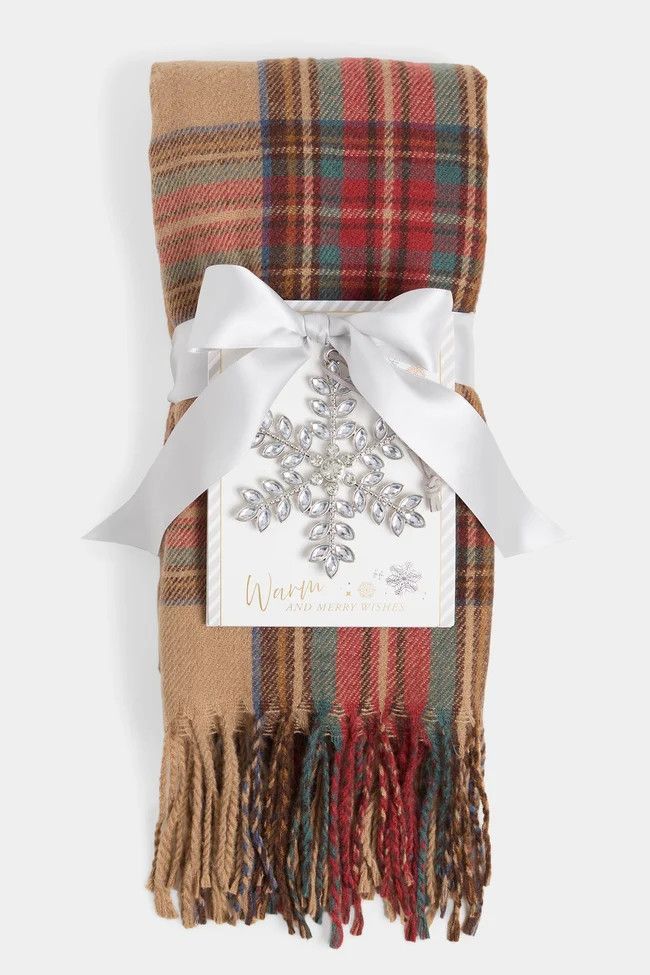 Scarf &amp; Ornament Set - 2 colors, Color: Caramel Plaid