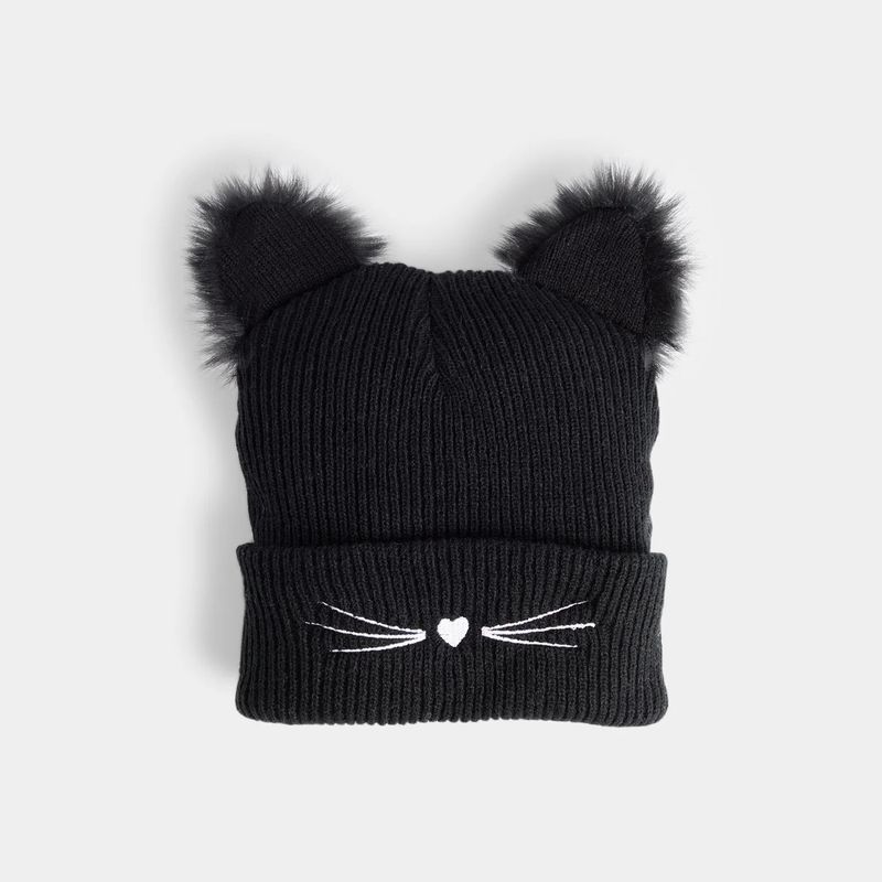 Kitty Ears Knit Hat - Black