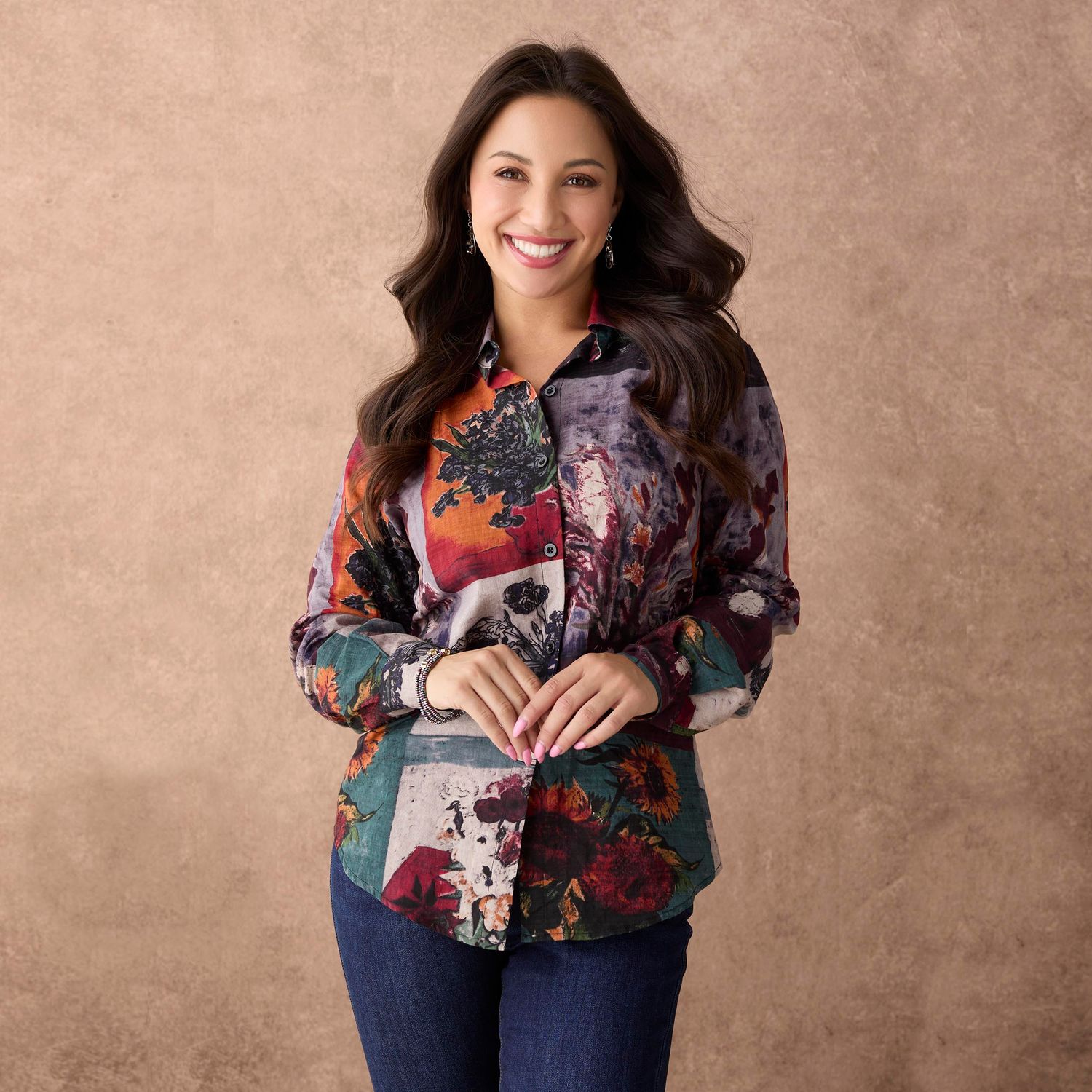 Ronja Colorblock Floral Print Blouse