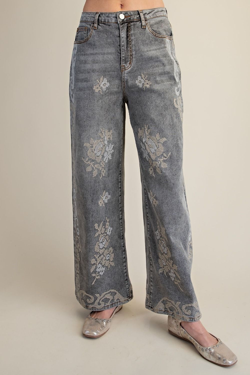 Embroidered Border Detail Jean