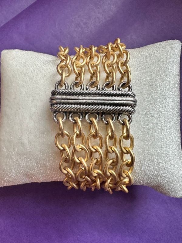 Knox - 5 Strand Gold w/Silver Clasp