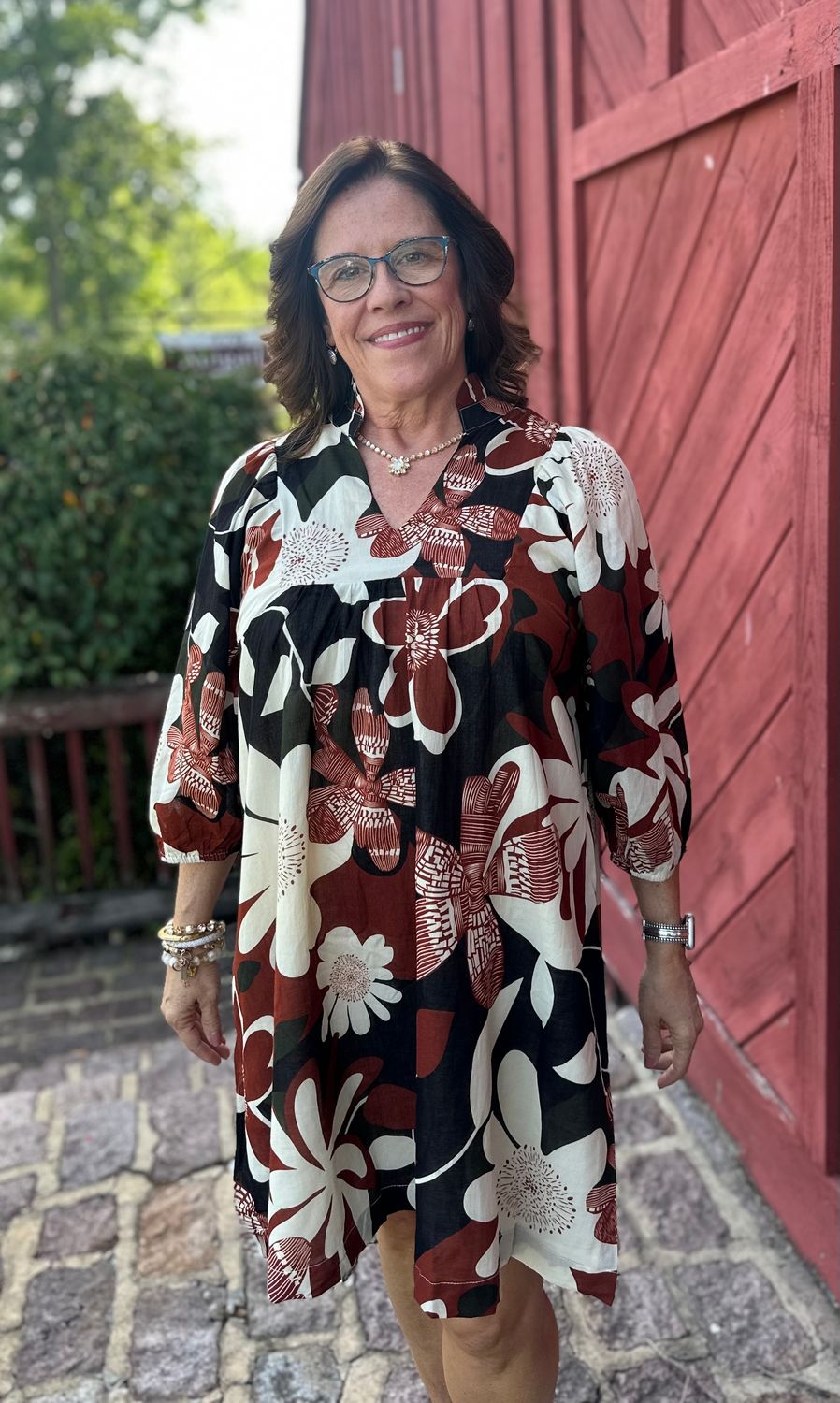Floral Print Dress Rust Mix